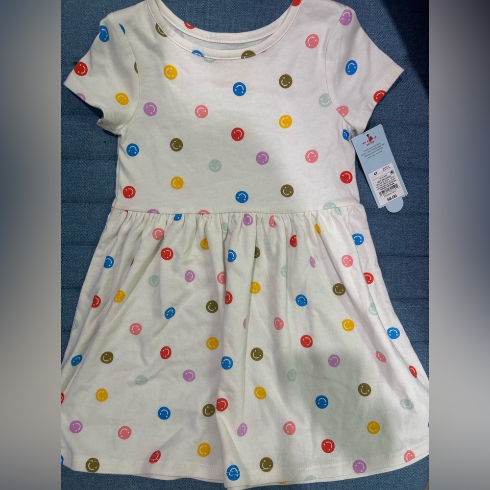 Cat & Jack Rainbow Smiley Face Dress 4T